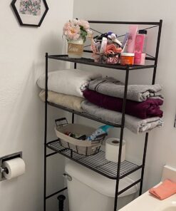 Zenna Home Over the Toilet Storage, Metal Bathroom Spacesaver with 3 Shelves, Cross-Style Storage Cabinet, Easy Assembly, Oil Rubbed Bronze Over-the-Toilet Spacesaver 30 714mAa6dfL