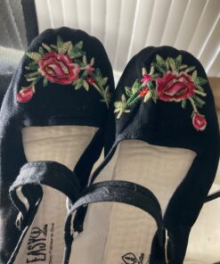 Shoes 18 Womens Cotton China Doll Mary Jane Shoes Ballerina Ballet Flats Shoes 9 114 Black Emb 6 714myNHNr9L