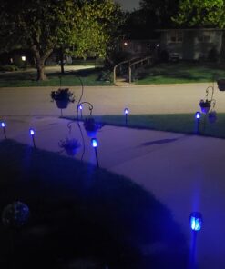 EOYIZW Solar Lights Outdoor 4 Pack, Premium 99 LEDs Solar Torch Light with Flickering Flame Outdoor Decor- IP65 Waterproof Solar Garden Lights for Halloween Decorations Yard Garden Porch Blue-4Pack 21 714nLltPWAL