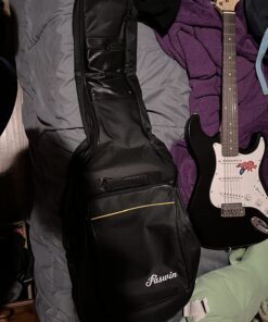 Faswin 41 Inches Guitar Bag Dual Adjustable Shoulder Strap Acoustic Guitar Gig Bag, Guitar Case Waterproof Oxford Cloth 0.3 Inch Thicken Sponge Pad, Black 39 714oBBSL8ZL