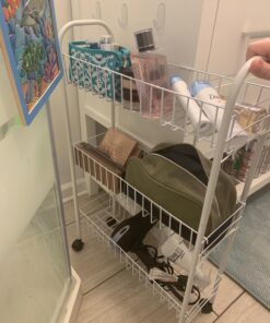 Household Essentials 05121 Slim Line 3-Tier Metal Storage Cart | Laundry Room Rolling Organizer | White 7" White - Basic 37 714oBI1Ac L