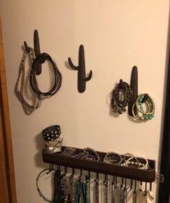 Comfify Set of 3 Hooks Cast Iron Cactus Double Wall Mounted Hooks/Hangers - Decorative Wall Mounted Hooks for Coats, Bags, Towels and More - w/Screws and Anchors Included - Brown 27 714oLk9QC8L