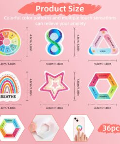 36 Pcs Calm Stickers Sensory Strips, Anxiety Sensory Stickers Textured Tactile Rough Calm Stickers Adhesives Anxiety Fidget Relief Calming Stickers for Desk, Phone Adults Teens Anxiet Polygon Style 10 714pr99V1BL