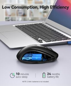 TECKNET Wireless Mouse, 2.4G Ergonomic Optical Mouse, Computer Mouse for Laptop, PC, Computer, Chromebook, Notebook, 6 Buttons, 24 Months Battery Life, 2600 DPI, 5 Adjustment Levels 20 714rW7N8UVL