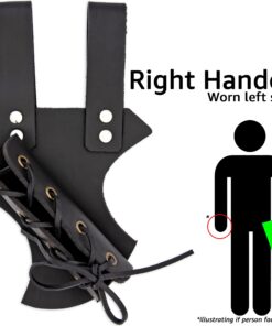 Armory Replicas - Genuine Bovine Leather Hawk Wood Sword Frog - Medieval Inspired Adjustable LARP Sabre Rapier Sword Weapon Frog Holster Holder Accessory Black Right 13 714sMhNsbNL