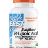 Doctor's Best Stabilized R-Lipoic Acid with BioEnhanced Na-RALA, Helps Support Glucose Metabolism and Energy Production* Non-GMO, Gluten Free, Vegan, 100 mg, 180 Count Unflavored 180VC 38 714tum41 2L