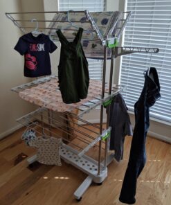 Newerlives BR505 3-Tier Collapsible Clothes Drying Rack with Casters, Laundry Drying Rack, Stainless Steel Hanging Rods, Indoor & Outdoor Use 31 714uTzh8IFL 1