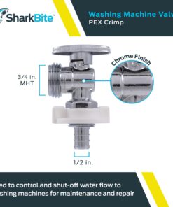 Alternative view of SharkBite 1/2 Inch x 3/4 Inch MHT Crimp Angle Stop Valve, Quarter Turn, Brass Plumbing Fittings, PEX Pipe, PE-RT, 23064LF 1/2 in. x 3/4 in., Angle Stop