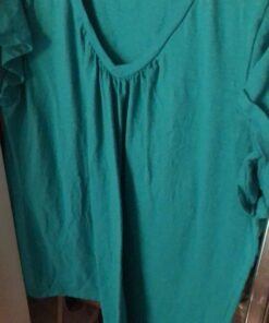 Just My Size Women's Short Sleeve Shirred V-Neck Tee 1X Eco Teal 15 714viRjhwYL