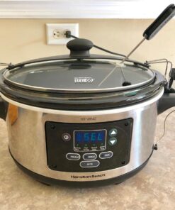 Hamilton Beach Portable 6 Quart Set & Forget Digital Programmable Slow Cooker Lock, Dishwasher Safe Crock & Lid, Temperature Probe, Stainless Steel 30 714vnBPnZkL