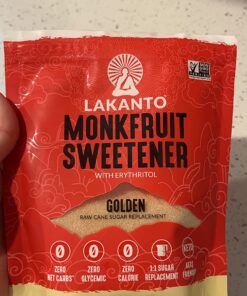 Lakanto Golden Monk Fruit Sweetener with Erythritol - Raw Cane Sugar Substitute, Zero Calorie, Keto Diet Friendly, Zero Net Carbs, Baking, Extract, Sugar Replacement (Golden - 8.29 oz) 8.29 Ounce (Pack of 1) 37 714w4U71f9L