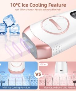 Laser Hair Removal, IPL Hair Removal with Cooling for Women and Men, Permanent Hair Removal Device Upgrade 999999 Flashes for Face Armpit Arm Bikini Line Leg Whole Body Ice-pink 12 714wEo5YyL