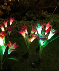 TONULAX Solar Garden Lights Outdoor - New Upgraded, Multi-Color Changing Lily Solar Lights for Patio,Yard Decoration, Bigger Flower and Wider Solar Panel (2 Pack,Purple and Red) 2 Pack 31 714waLWwh0L