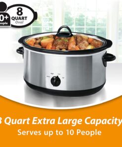 Alternative view of 8-quart Oval Manual Slow Cooker - with Removable, Dishwasher-safe Stoneware insert, Dishwasher-safe Glass Lid