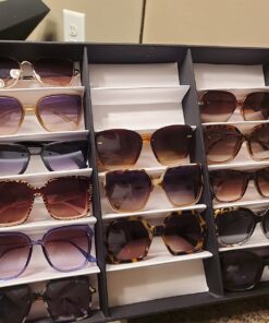 Prosource 18 Slot Sunglasses Organizer Box Stand Display Case/Tray, Fabric Lined & Snap Close, black 32 714x jB3RL