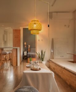 Plug in Pendant Light, Rattan Hanging Lights with Plug in Cord, Hand Woven Bamboo Lampshade Hanging Lamp with 15ft Hemp Rope, On/Off Switch, Plug in Pendant Light Fixture for Living Room Bedroom 27 714xoQUwenL