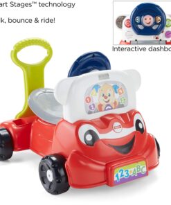 Fisher-Price Laugh & Learn 3-In-1 Smart Car, Baby Walker & Toddler Ride-On Toy with Smart Stages Learning Content for Ages 9+ Months Standard 32 714ygSOt3UL