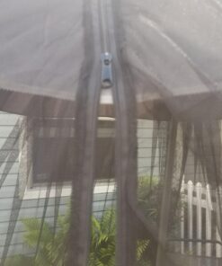 HomeRoots 9' Patio Umbrella Outdoor Table Bug Screen Mesh Black Mosquito Net Canopy Curtains Adjustable Enclosure Large Umbrella Hanging Tent 100% Polyester Light Weight Mosquito Netting 37 714zCPg3ikL