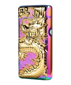 Alternative view of Kivors Electronic Lighter Plasma Arc USB Rechargeable Windproof Flameless Metal Dragon Lighter for Camping Hiking Business Dragon-rainbow