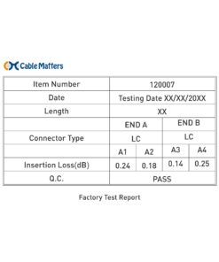 Cable Matters OFNP Plenum Multimode Duplex OM3 Fiber Cable 3.3 Feet / 1m (40Gb 10Gb, LC to LC, 50/125 Fiber Optic Cable, Fiber Patch Cable) 3.3 ft 10 7150tqCEpmL
