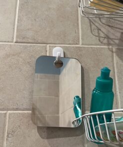 The Shave Well Company Original Anti-Fog Shaving Mirror | Fogless Bathroom Shower Mirror with Handheld Option for Men and Women | Hanging Shower Mirror Includes Long-Lasting Removable Adhesive Hook Original Mirror 33 7153NtMtgrL