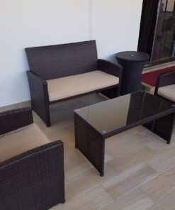 Best Choice Products 4-Piece Outdoor Wicker Patio Conversation Furniture Set for Backyard, Deck, Poolside w/Coffee Table, Seat Cushions - Brown Wicker/Beige Cushions Brown/Beige 41 7153ODMp42L