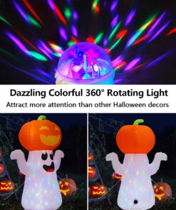 Alternative view of Zukakii 5Ft Halloween Decorations Inflatable Pumpkin Ghost Built-in 360° Rotating Magic Colorful Led Lights, Halloween Blow Up Cute Decor Clearance for Indoor Outdoor Home/Holiday/Party/Yard/Lawn 5FT Halloween Inflatable
