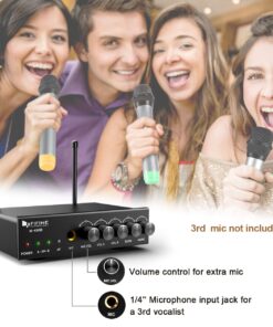 Alternative view of FIFINE UHF Dual Channel Wireless Handheld Microphone, Easy-to-use Karaoke Wireless Microphone System-K036