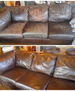 Furniture Leather Max MEGA Kit/Leather Restorer / 8 Oz Refinish 2 Oz Conditioner / 4 Oz Top Coat/Black and White 1 Oz Color Changer/Sponge (Leather Repair Kit) (Dark Brown) 91 71550Qmf0XL