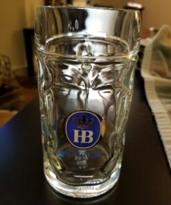 1 Liter HB "Hofbrauhaus Munchen" Dimpled Glass Beer Stein 37 7155vN0366L