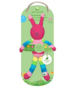 Green Sprouts Animal Friend Rattle Made from Organic Cotton | Encourages Whole Learning The Healthy & Natural Way | Crocheted by Hand, Soft & Flexible, Playful Rattle Sound Pink 20 715634T7JNL 1