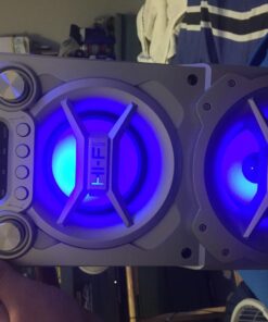 Portable Speaker with Bluetooth, Connect to iPhone, iPad or Android, Double Subwoofer Heavy Bass, Perfect for Events, Silver 6 7156De4smAL