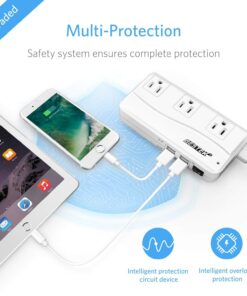 BESTEK Universal Travel Adapter 220V to 110V Voltage Converter with 6A 4-Port USB Charging and UK/AU/US/EU Worldwide Plug Adapter (White) white 26 7156Uxozj7L