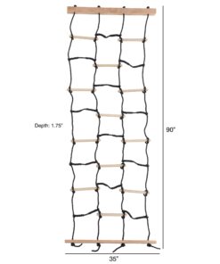 Kids Climbing Cargo Net With Nylon Rope and Wooden Dowels- Fun Outdoor Toy for Balance, Coordination and Strength for Boys and Girls By Hey! Play! 5 7156aLQeEBL
