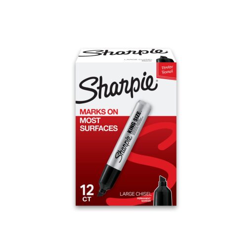 SHARPIE King Size Permanent Markers Large Chisel Tip, Great for Poster Boards, Black, 12 Count 12-count Black King MARKING