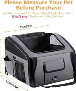 Alternative view of Pettom Dog Car Seat Pet Car Booster Seat Carrier Airline Approved for Dog Cat Puppy Small Animal Travel Cage (Gray-1, Small-Hold Pet up to 13lb) Gray-1