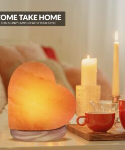 Himalayan Glow 944AC-1 Multicolor, Pink Night Light, Hand Crafted Need Wooden Base, USB Plug & Adapter, Salt Lamp Bulb, 4-5 LBS, Choice Heart Salt Lamp 21 7157XGLkD7L