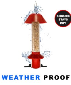 Roamwild PestOff Red Squirrel Proof Cardinal Bird Feeder Mixed Seed Sunflower Heart Version - RED - 3LBS Seed Capacity – 20.5”x7.5”x7.5” (w/Hanger) 21 7158Vx71QML