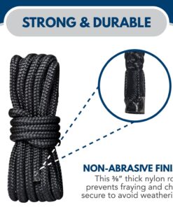 Double-Braided Nylon Dock Line from Regatta Marine Essentials (Black, L: 15 ft. D: 3/8 inch Eyelet: 12 inch, 4 Count) 10 71594tEytQL