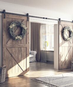 Alternative view of SMARTSTANDARD 13 Feet Heavy Duty Double Door Sliding Barn Door Hardware Kit - Smoothly and Quietly -Easy to Install -Includes Step-by-Step Installation, Fit 36"-40" Wide Door Panel(J Shape Hanger)