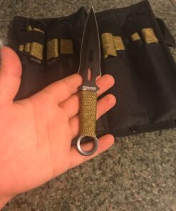 Whetstone Cutlery S-Force Kunai Knives - 12-Pack Black and Green Stainless-Steel Ninja Throwing Knife Set with Cord-Wrapped Handles and Carry Case 49 7159Mu DChL