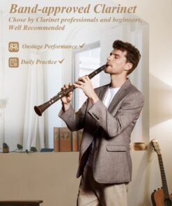 Eastar B Flat Clarinet for Intermediate Beginners, Upgraded Ebonite Bb Clarinet Silver-plated with 2 Barrels, 4C Mouthpiece, Hard Case, Cleaning Kit, ECL-400 Silver keys, Commander style 15 7159ZnHFzUL
