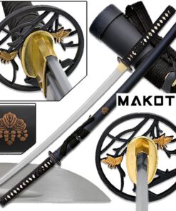 MAKOTO Handmade Sharp Katana Black Samurai Sword 40" Leaf 16 715APl0vaJL