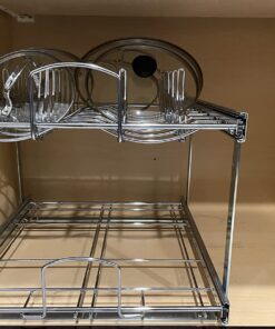 Rev-A-Shelf 2-Tier Kitchen Cabinet Pull Out 21" Cabinet Organizer for Pots, Pans, and Lid Cookware, Adjustable Heavy Duty Wire, Chrome, 5CW2-2122-CR 21 in. 33 715Ay6rJYoL