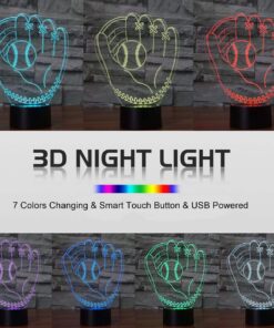 Alternative view of YKLWORLD 3D Illusion Desk Lamp Baseball Glove Model, LED USB Touch Button 7 Color Changing Lights Night Light for Baby Nursery, Best Gift Toys for Kids Friends Birthday Home Bedroom Decor Lighting