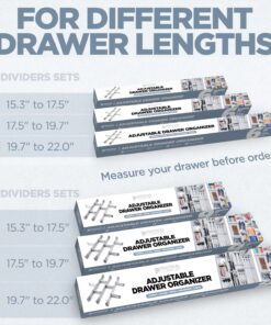 PRACTICAL COMFORT Kitchen Drawer Organizer for Silverware Utensils Flatware 9 Dividers Set | MEDIUM | 3 Dividers 17.5" to 19.7" + 6 Dividers 3.8" 29 715CNtAnPuL