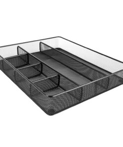 Amazon Basics Desk Drawer Organizer for Office and Home, Metal Mesh, 6 Compartments, Black 1 10 715EVrL8xS