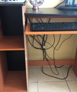 Furinno Econ Multipurpose Computer Writing Desk, Light Cherry/Black With Storage 38 715EjtkzoiL