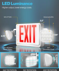 Sunco Lighted Exit Signs for Business with Battery Backup, Emergency LED Exit Light Combo, 120-277V Double Sided with Two LED Flood Lights, Fire Resistant UL 94V-0, Commercial Grade 6 Pack 14 715FMuQGuSL