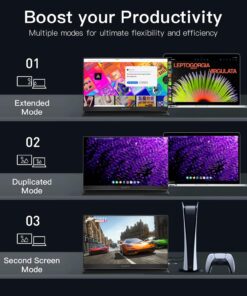 WUAWE 15.6" Portable Monitor, 1080P 72% NTSC 100% sRGB USB C HDMI Travel Monitor for Laptop, External Second Computer Monitor with HDR Freesync Low Blue Light for PC Mac Phone PS5 Xbox Switch 29 715GJ75Pd L